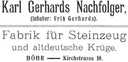 Karl Gerhards Nachfolger / Karl Gerhards Nachfolger, Inhaber Fritz Gerhards. 12-4-24-1